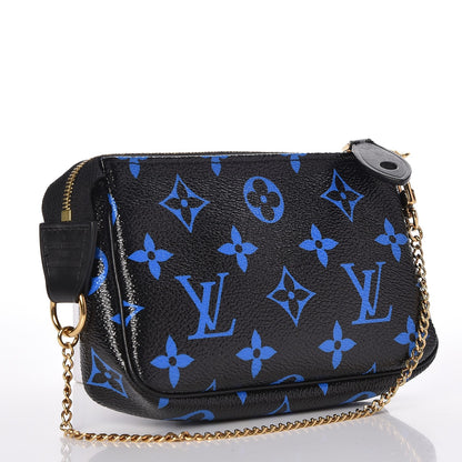 Louis Vuitton Colored Monogram Mini Pochette Accessories Blue Black 3 of 6