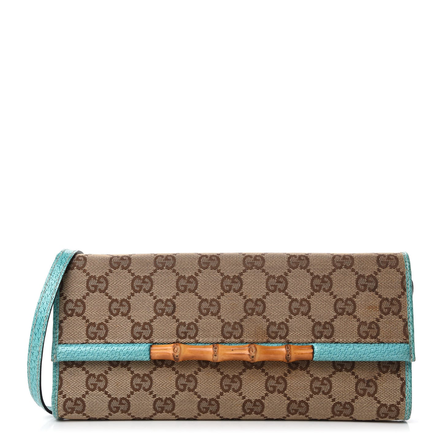 Monogram Bamboo Bar Clutch Turquoise