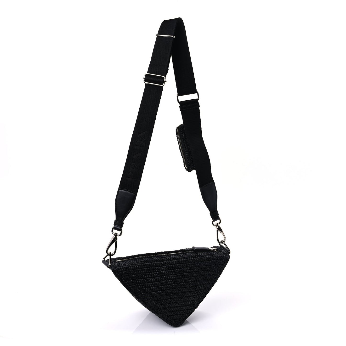 Yarn Raffia Effect Crochet Triangle Shoulder Bag  Black