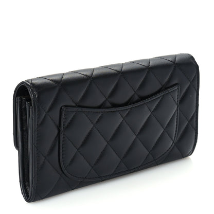 Chanel Lambskin Quilted Large Gusset Flap Wallet Black 3 of 7