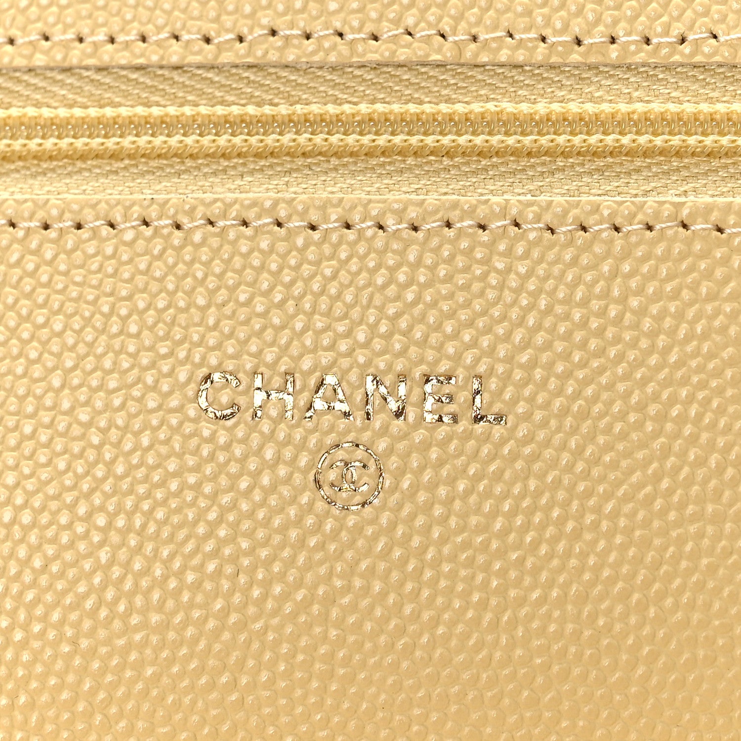 Chanel Caviar Quilted Wallet on Chain WOC Yellow 6 of 10