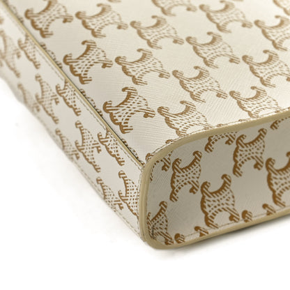 Celine Triomphe Canvas Calfskin Mini Vertical Cabas White 10 of 12