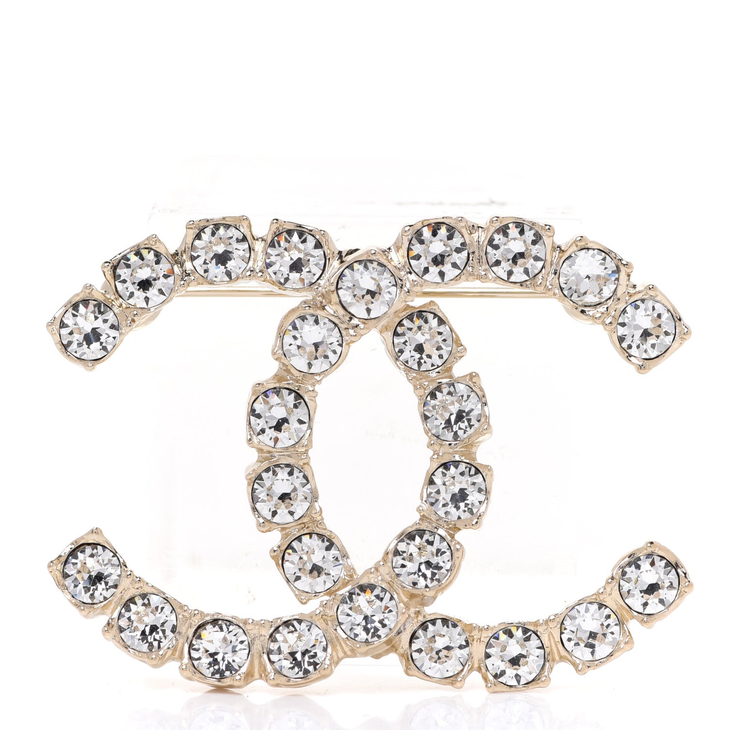 Crystal Coco's Pearls CC Brooch Light Gold
