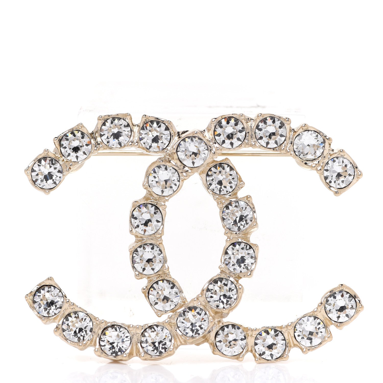 Chanel Crystal Coco's Pearls CC Brooch Light Gold 1 of 5