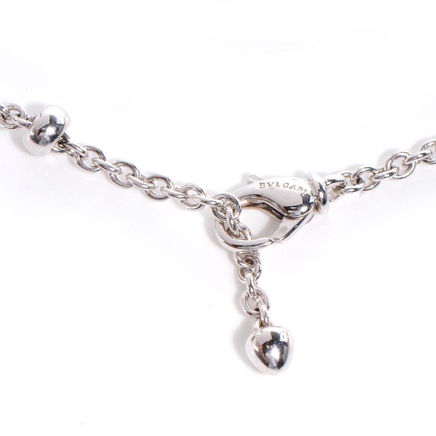 BVLGARI Stainless Steel 18K White Gold Black Onyx Optical Illusion Pendant Necklace