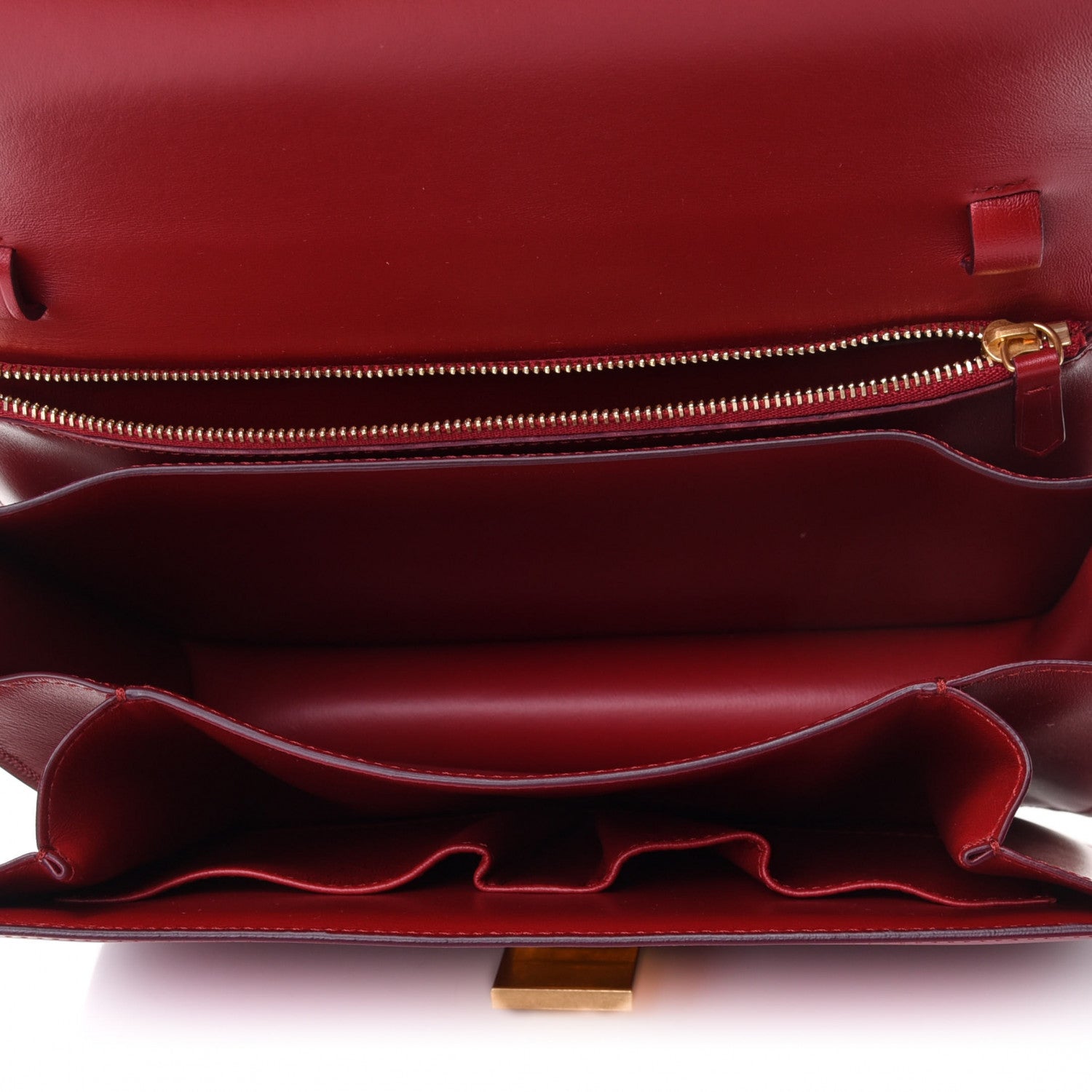 Celine Box Calfskin Medium Classic Box Flap Bag Red 4 of 4