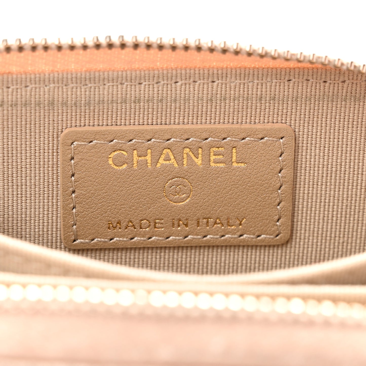 Metallic Lambskin Quilted Chanel 19 Zip Around Coin Purse Wallet Gold