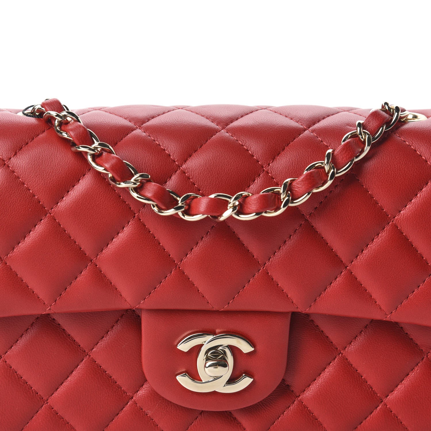 Chanel Lambskin Quilted Mini Rectangular Flap Red 10 of 11