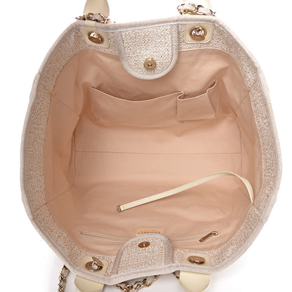 Chanel Canvas Large Deauville Tote Ivory 5 of 14