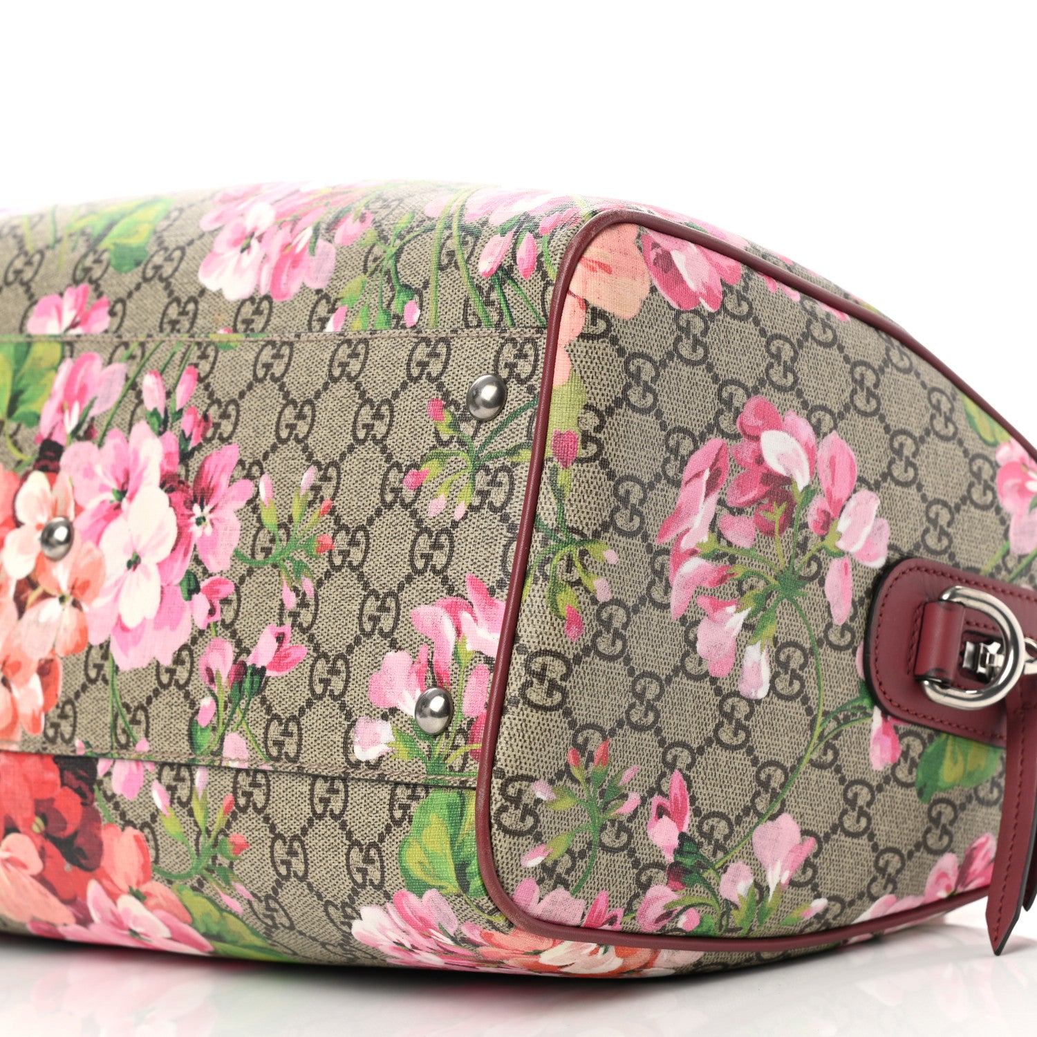 Gucci GG Supreme Monogram Blooms Medium Boston Beige Multicolor Dry Rose 10 of 13