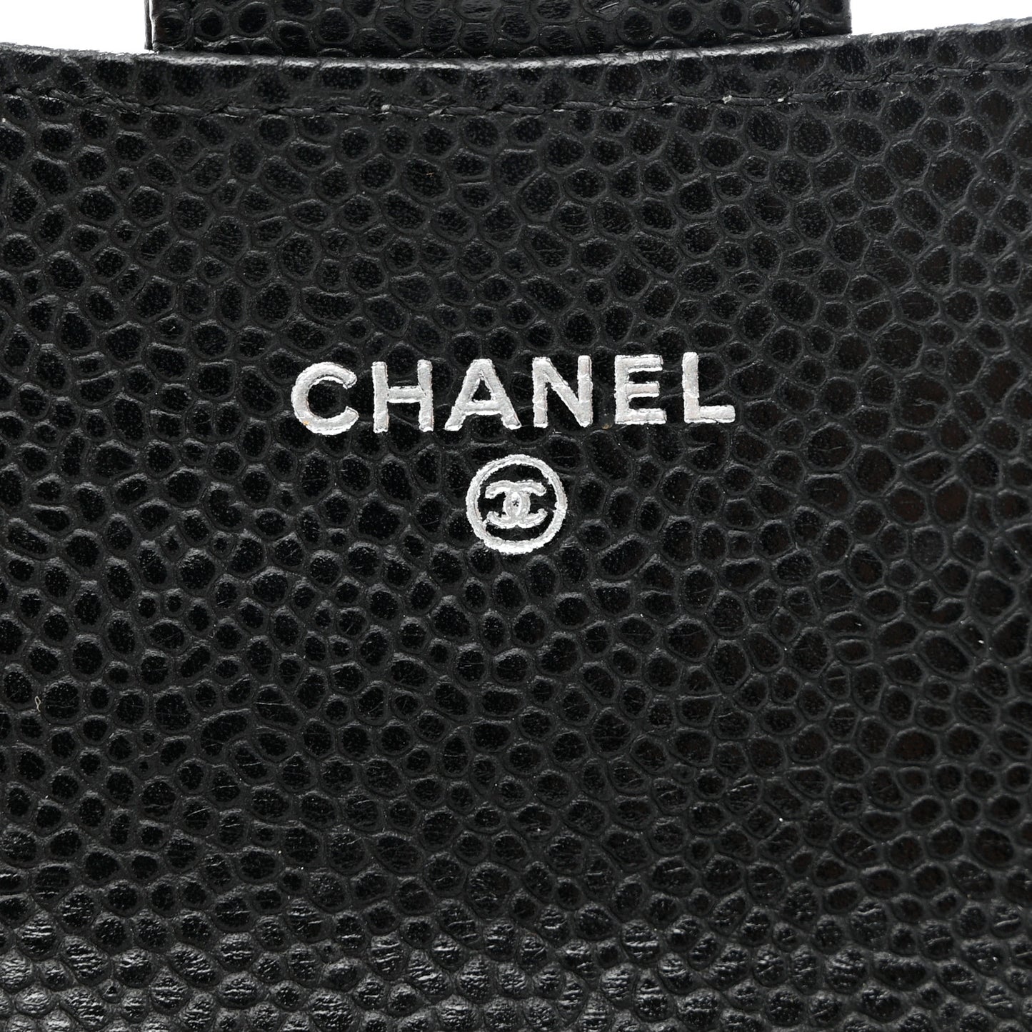 Caviar Quilted Flap Card Holder Wallet Black