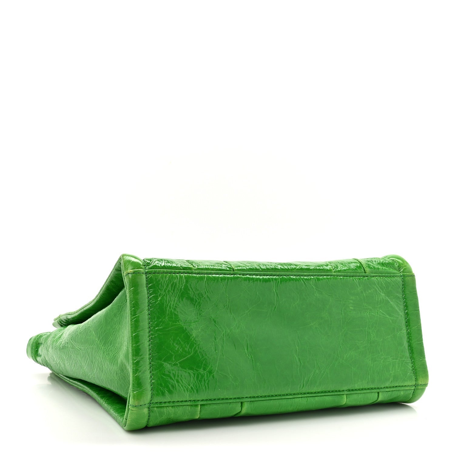 Marc Jacobs Shiny Crinkled Calfskin Medium The Tote Bag Green Glow 4 of 7