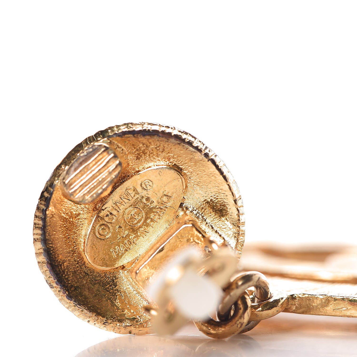 Chanel CC Large Drop Clip On Earrings Gold 4 of 6