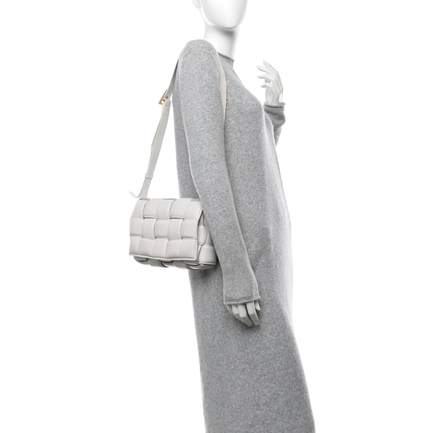 Nappa Maxi Intreccio Padded Cassette Crossbody Bag Chalk