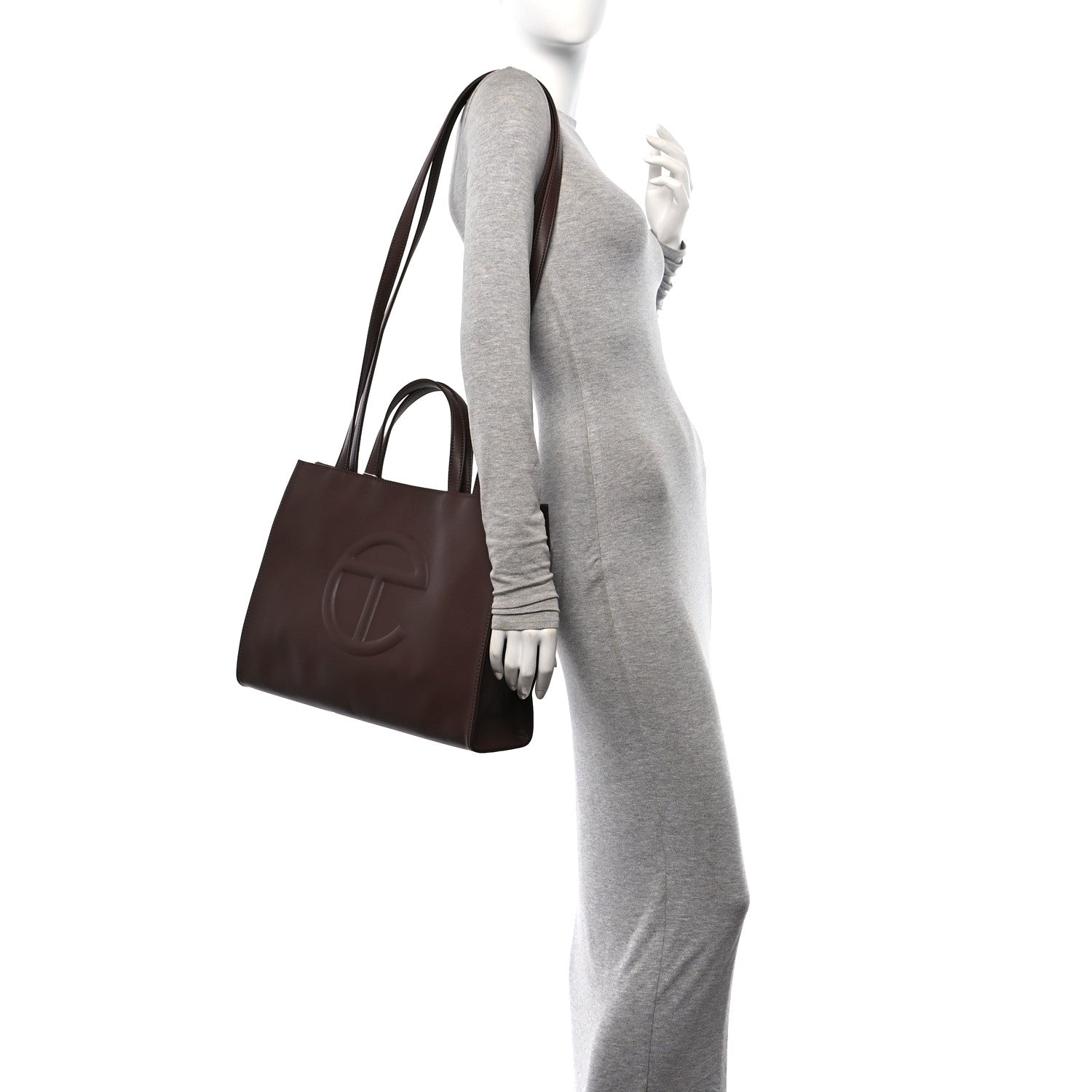 Telfar Vegan Leather Medium Shopping Bag Chocolate 2 of 9