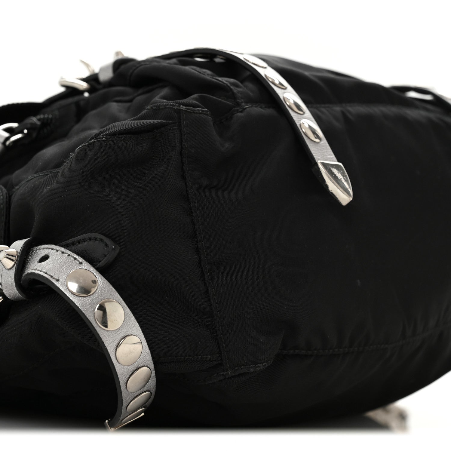 Prada Nylon New Vela Studded Messenger Bag Black 9 of 10