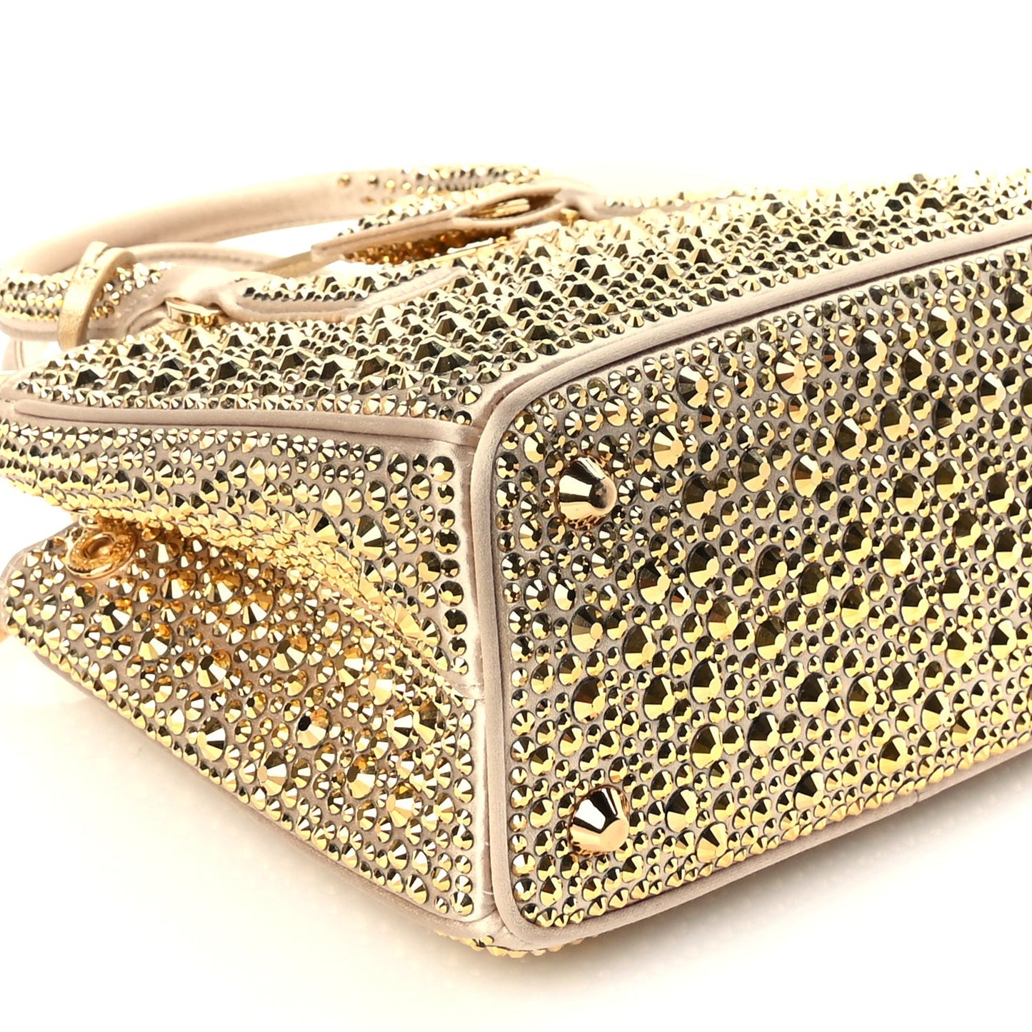 Satin Crystal Mini Galleria Double Zip Tote Platino