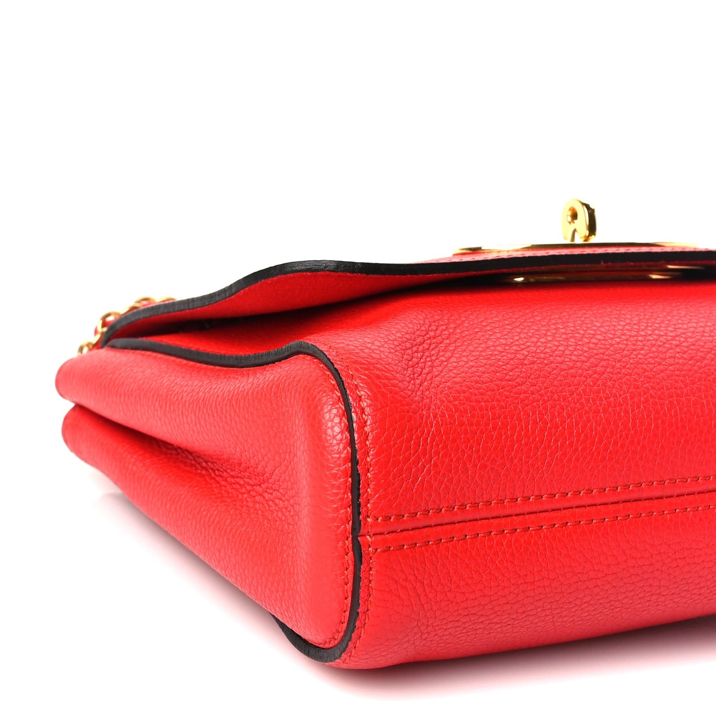 Small Classic Grain Calfskin Small Lily Flap Fiery Red