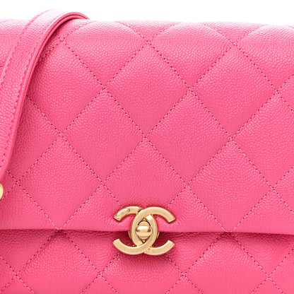 Chanel Shiny Caviar Quilted Small Chain Melody Flap Dark Pink 8 of 11
