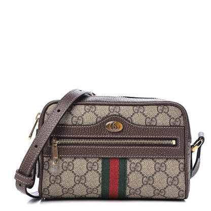 Gucci GG Supreme Monogram Web Mini Ophidia Shoulder Bag Brown 1 of 11