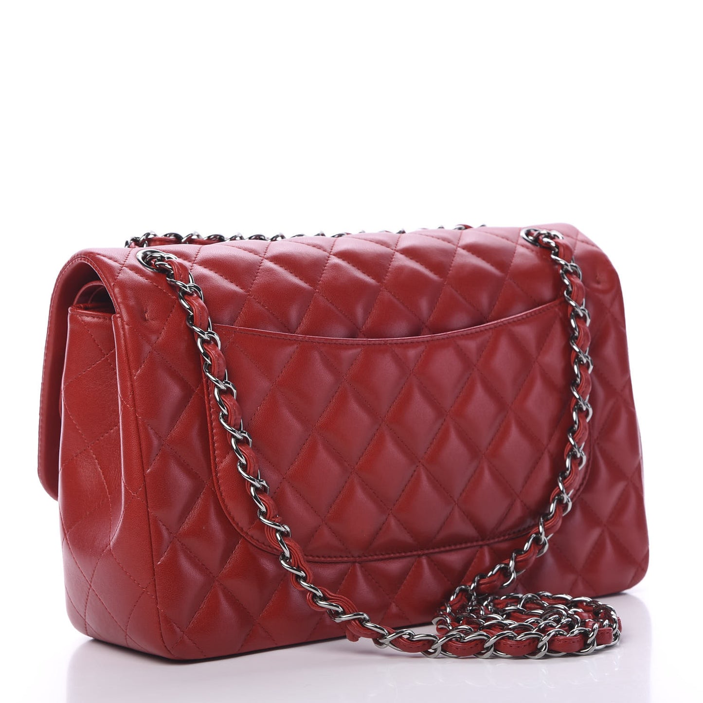 Lambskin Quilted Jumbo Double Flap Red