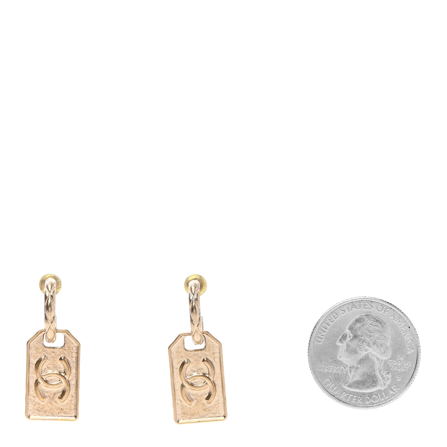 CC Tag Drop Earrings Gold