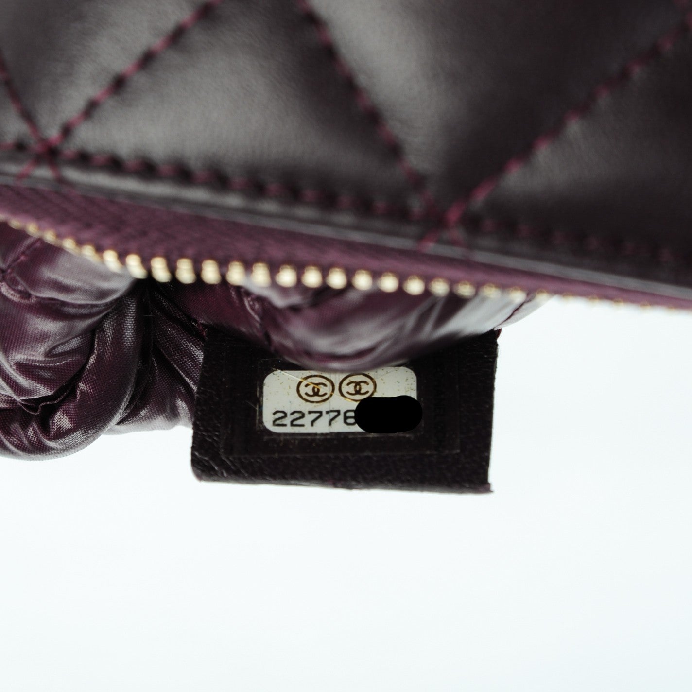 Lambskin Quilted Small Cosmetic Pouch Dark Purple