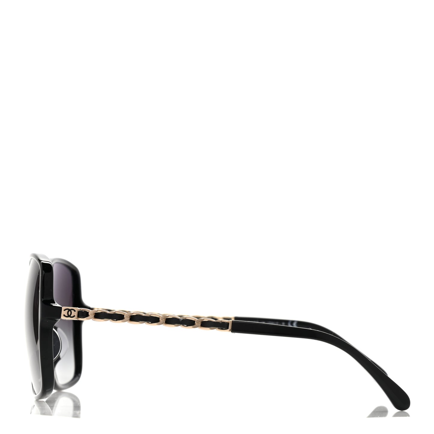 Lambskin Square Chain Sunglasses 5210-Q Black