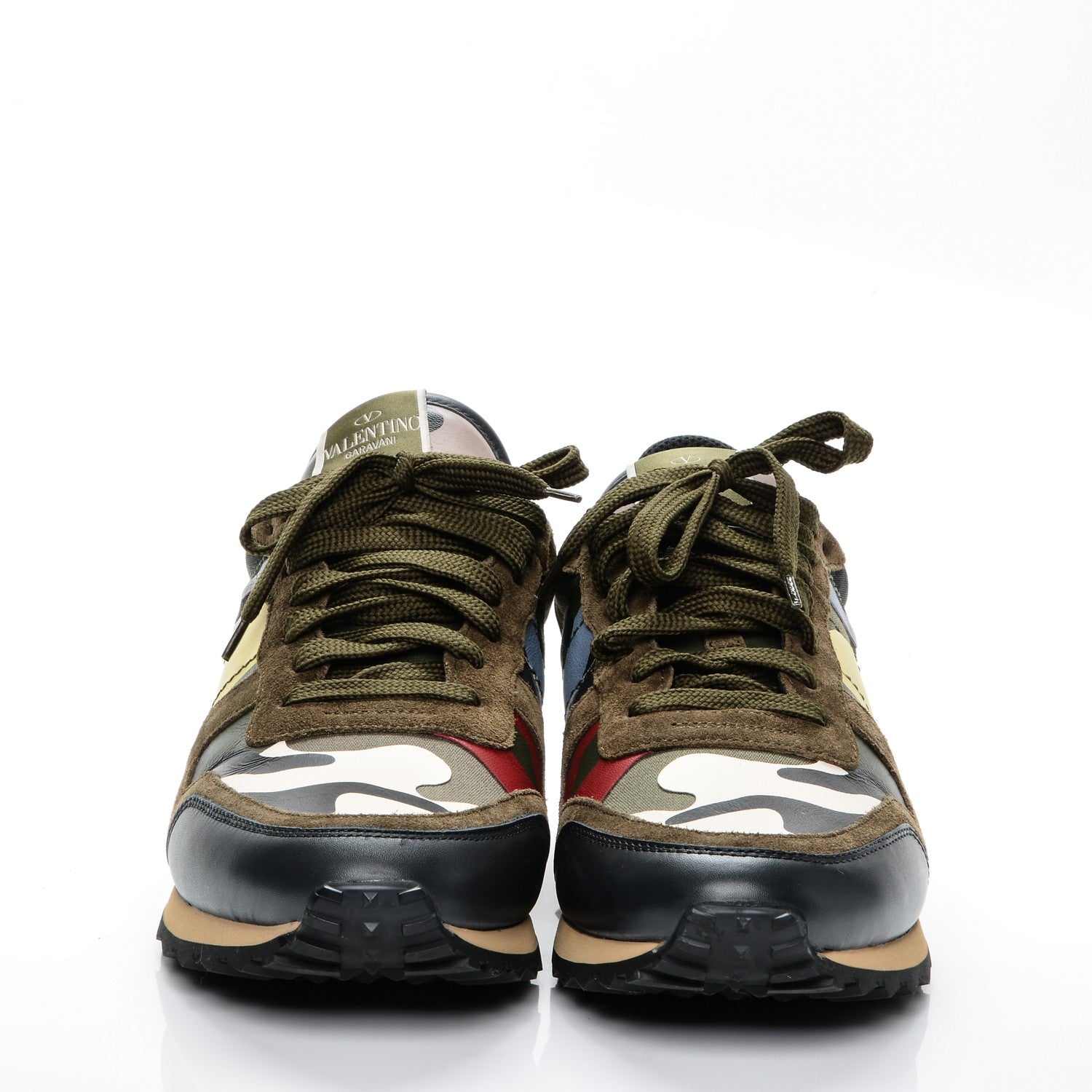 Valentino Garavani Nappa Suede Camouflage Mens Rockrunner Sneakers 41 Multicolor 2 of 8