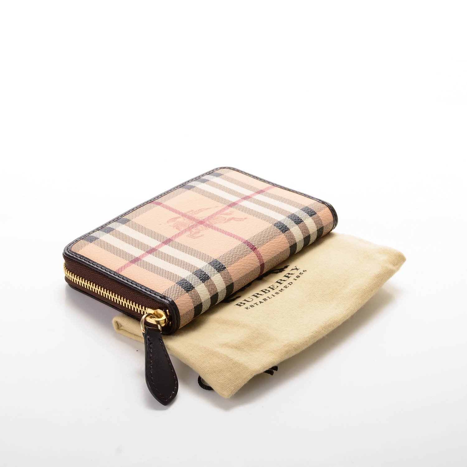 Burberry Haymarket Check Compact Zip Around Wallet Chocolate 4 of 7
