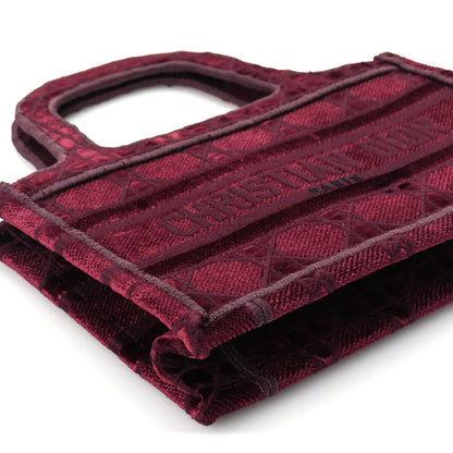 Christian Dior Velvet Cannage Embroidered Mini Book Tote  Burgundy 7 of 8