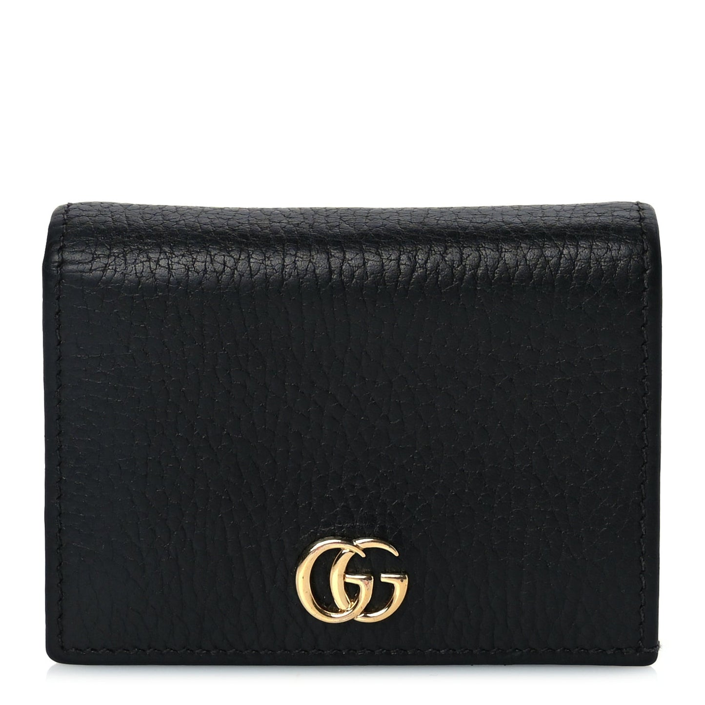 Pebbled Calfskin GG Marmont Card Case Black