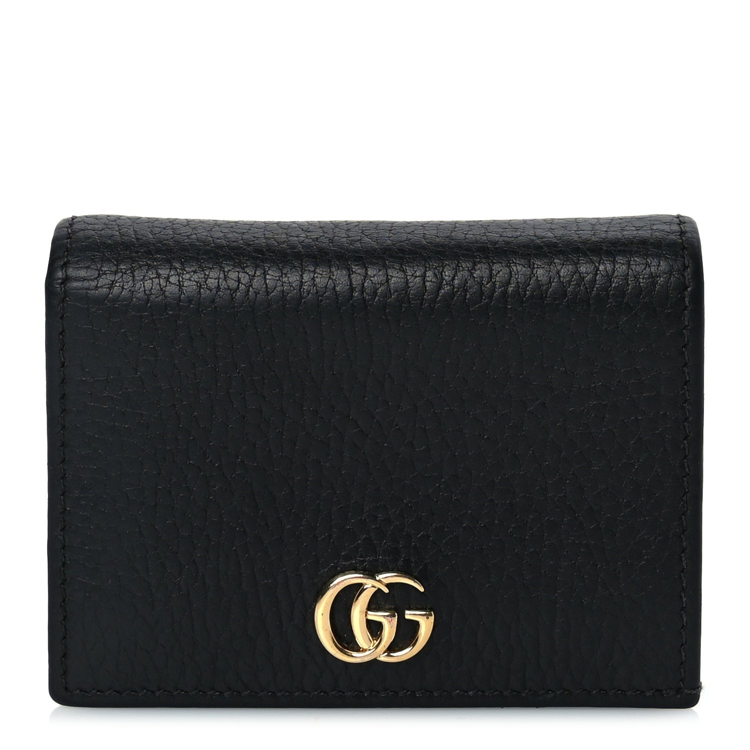 Gucci Pebbled Calfskin GG Marmont Card Case Black 1 of 7
