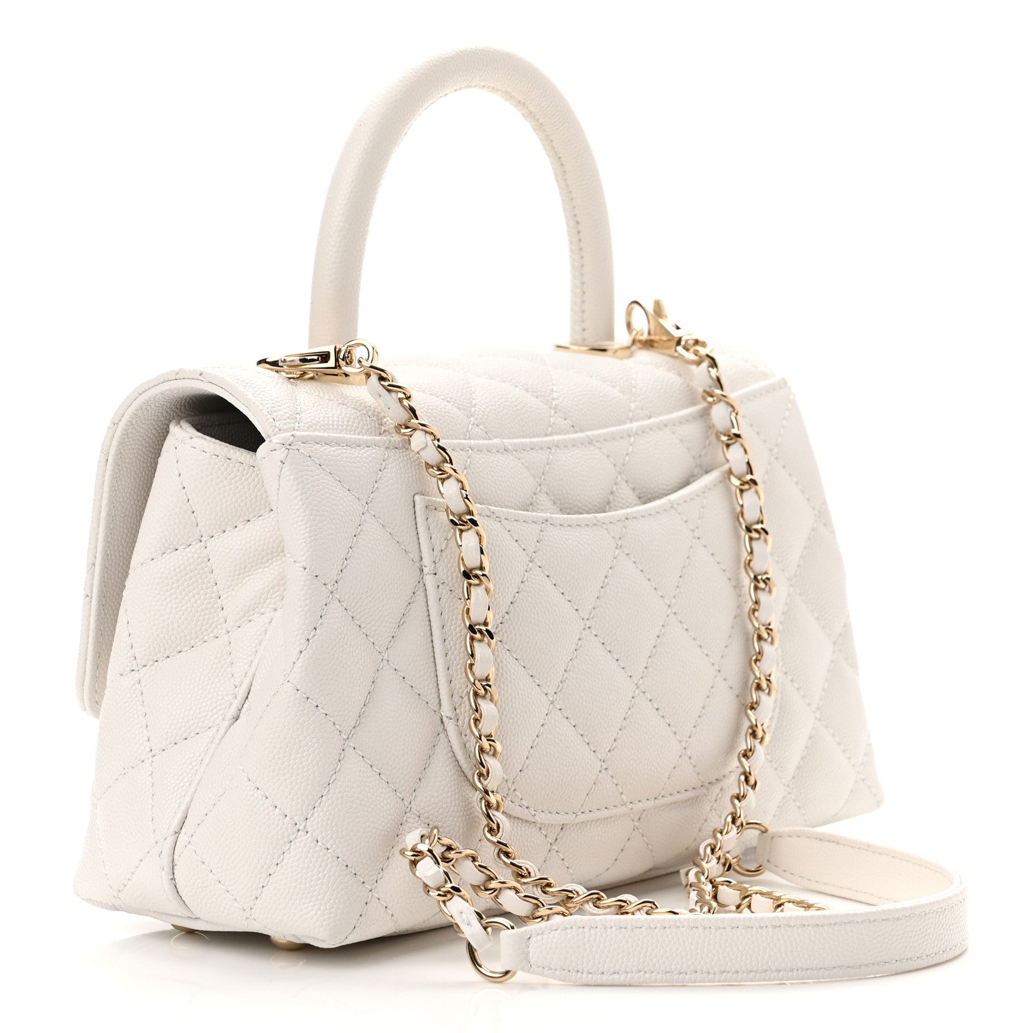 Chanel Caviar Quilted Mini Coco Handle Flap White 3 of 10
