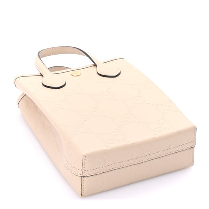 Gucci Gilbert Calfskin Jumbo GG Embossed Mini Tote Bag  Beige 3 of 7