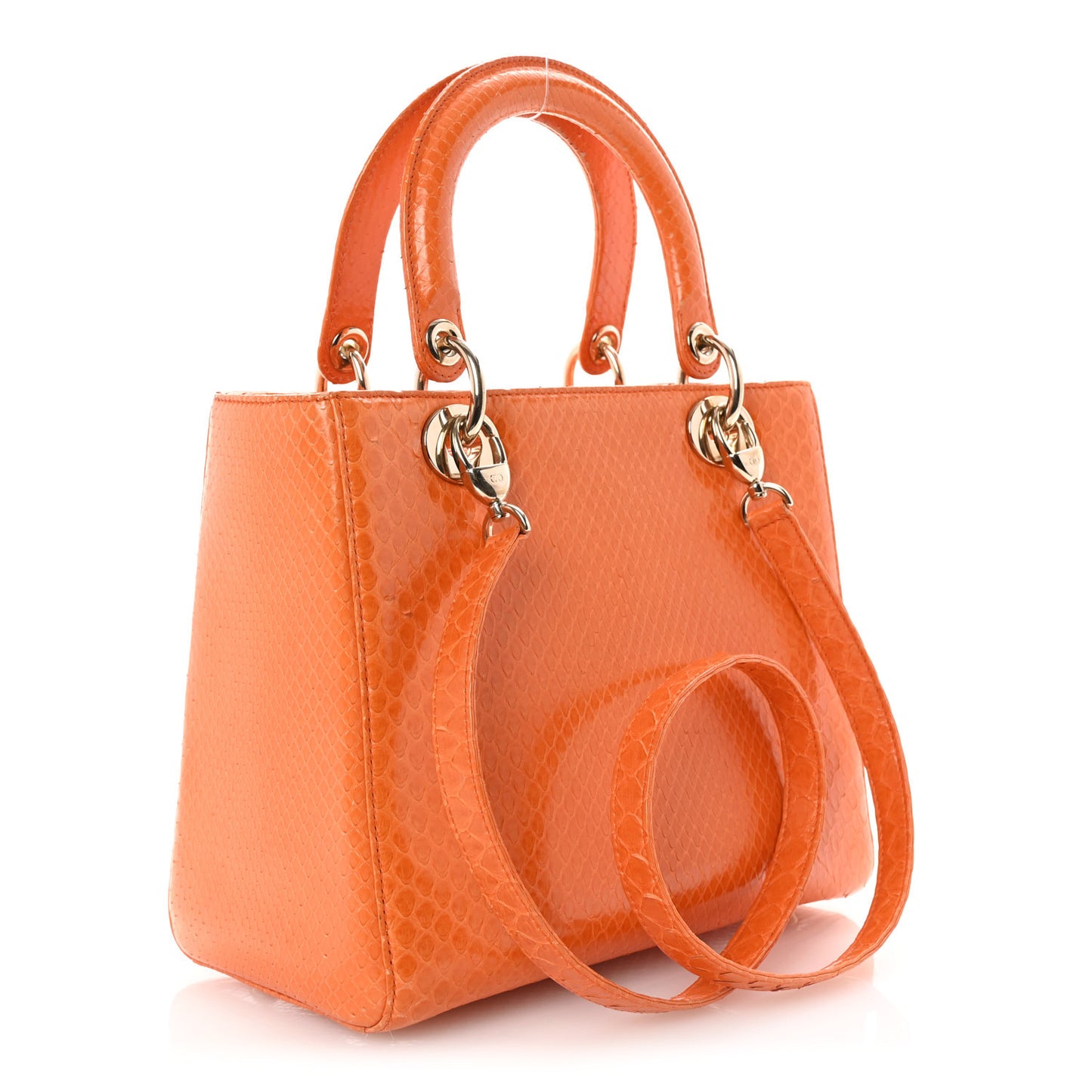 Snakeskin Medium Lady Dior Orange