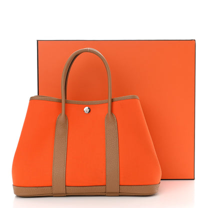 Hermes Toile Militaire Vache Country Garden Party 30 TPM Orange Chai 15 of 15