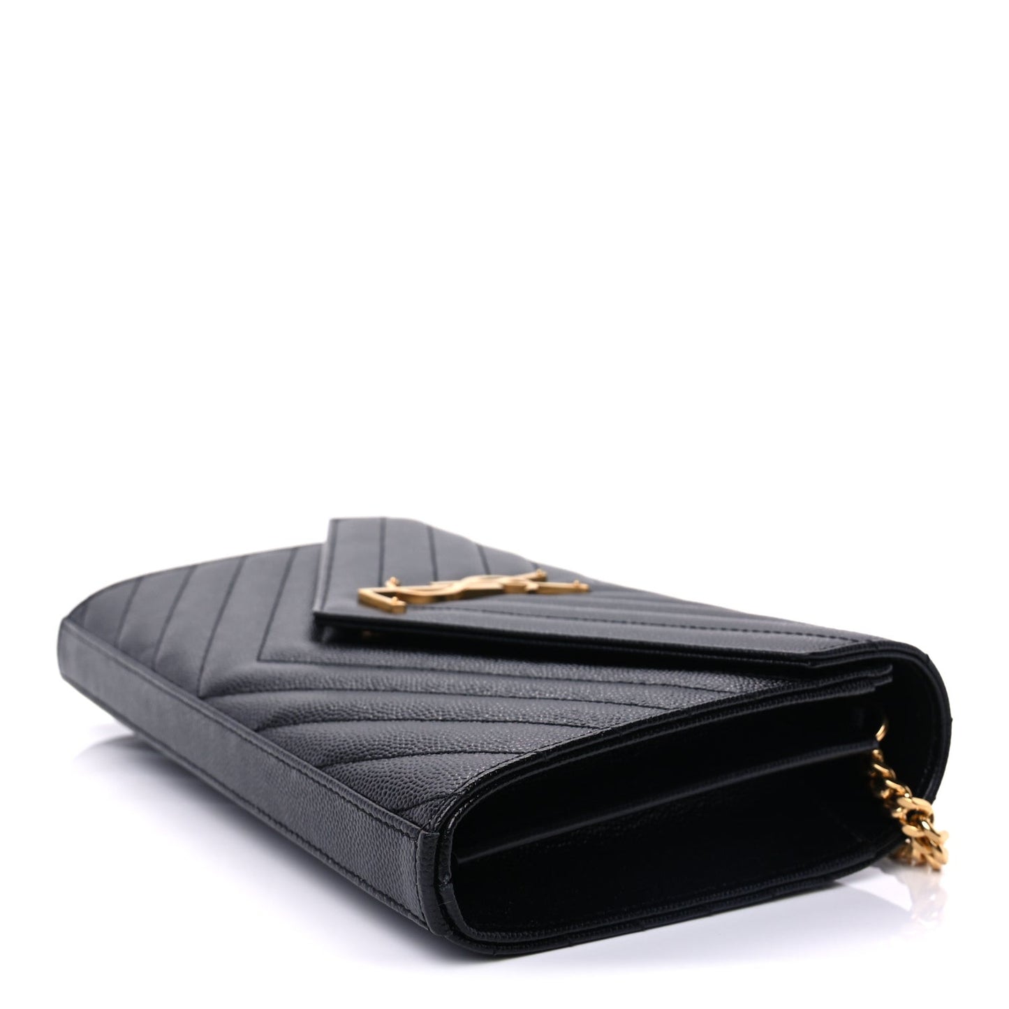 Grain De Poudre Matelasse Chevron Cassandre Chain Wallet Black