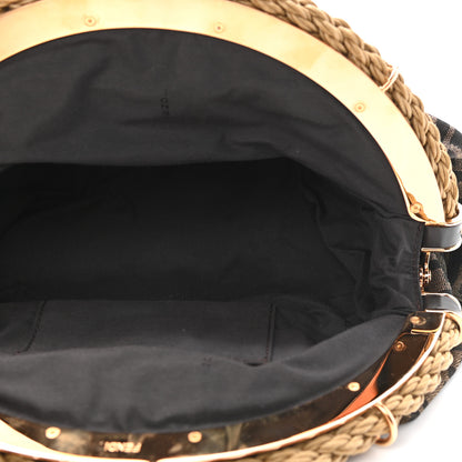 Fendi Fabric Jacquard FF Braided Shell Clutch Tobacco 10 of 18