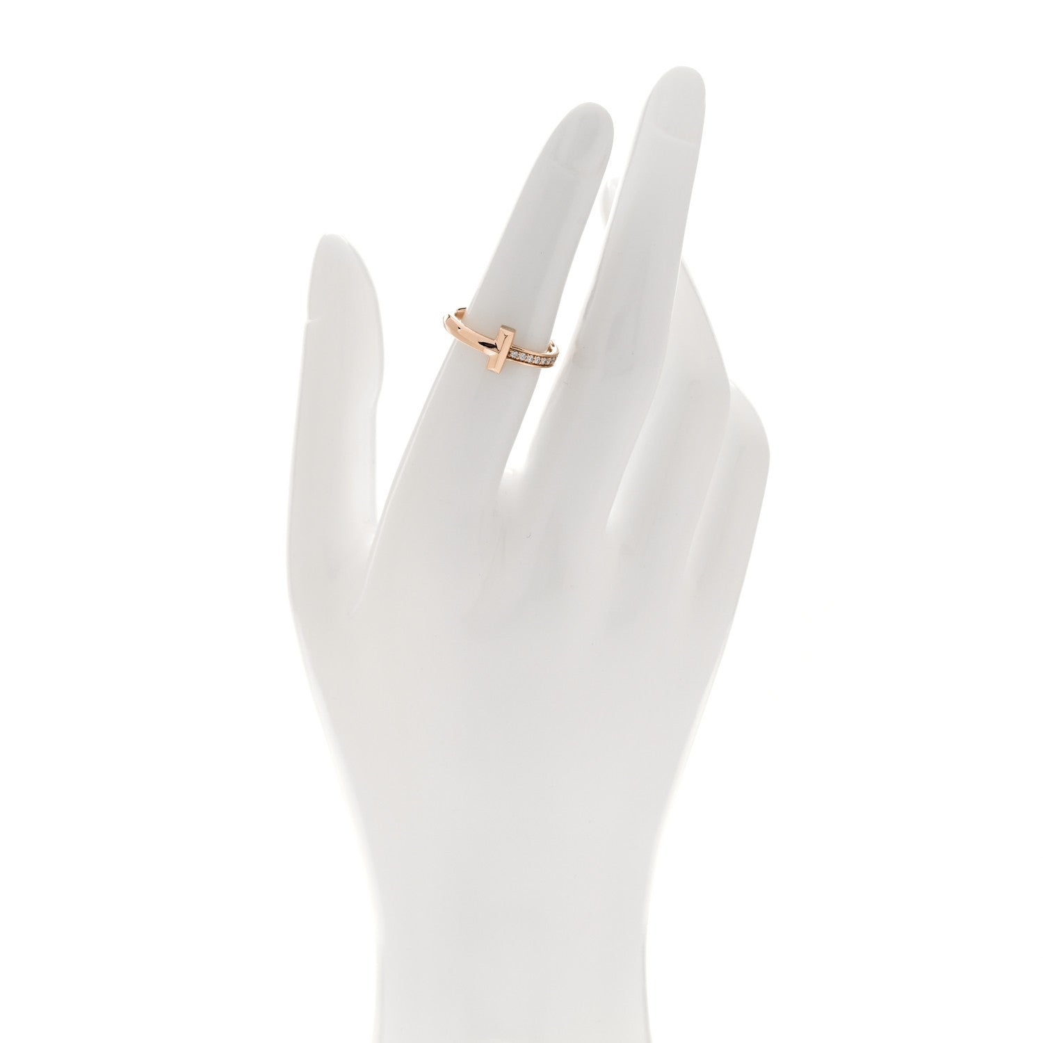 Tiffany 18K Rose Gold Diamond 2.5mm T T1 Ring 50 5.5 2 of 5