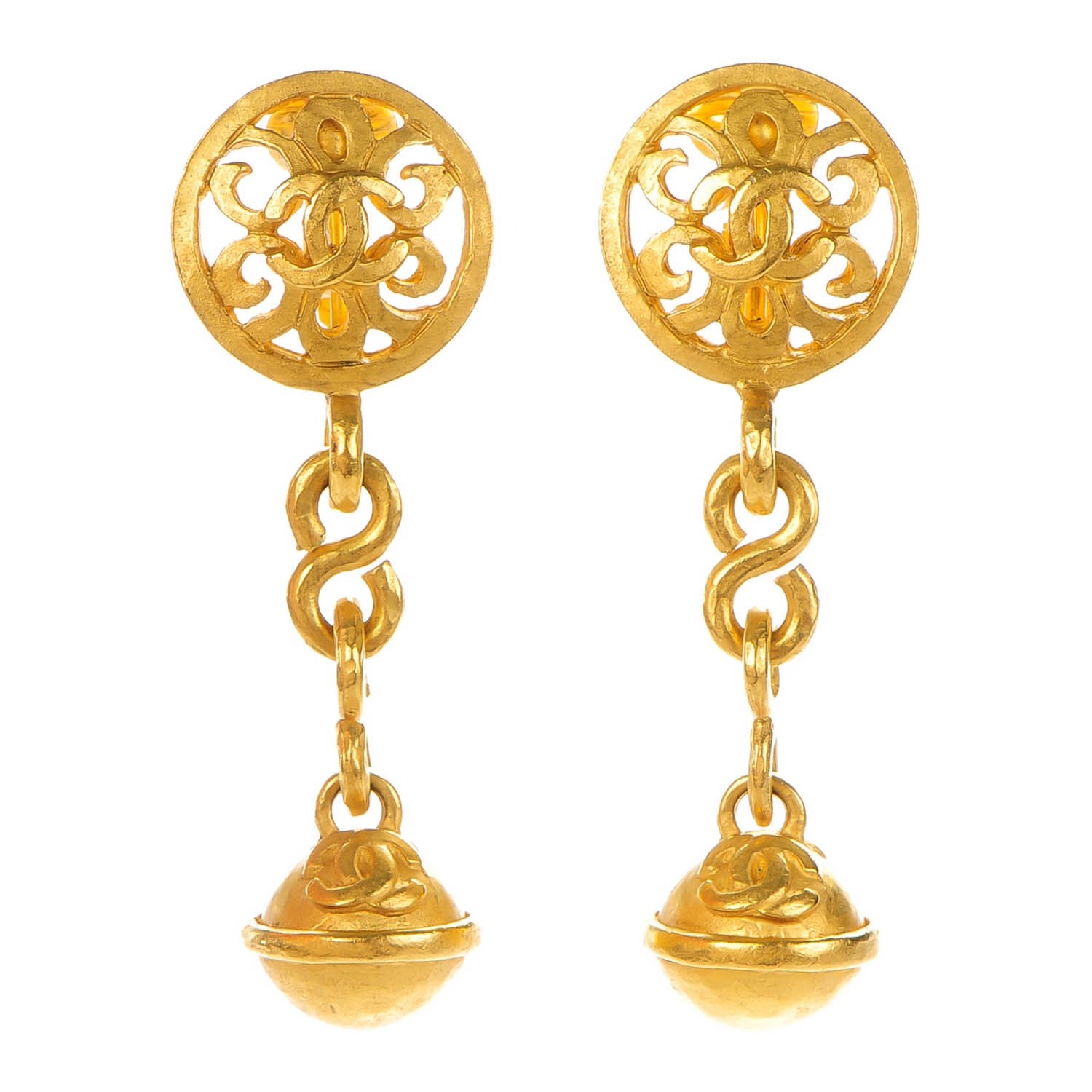 Chanel CC Clip On Drop Earrings Gold 1 of 5