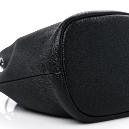Prada Vitello Daino Soft Drawstring Bucket Bag Black 8 of 9