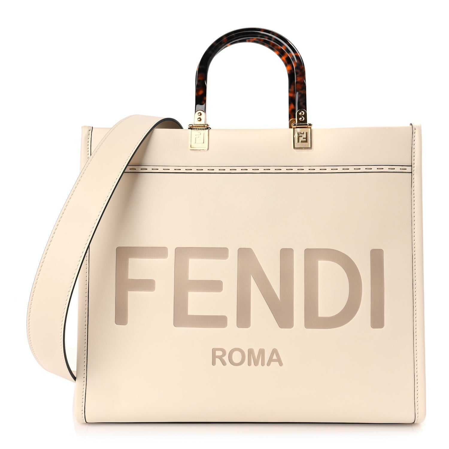 Fendi Vitello King Plexiglass Medium  Sunshine Shopper Tote White Ice 1 of 8