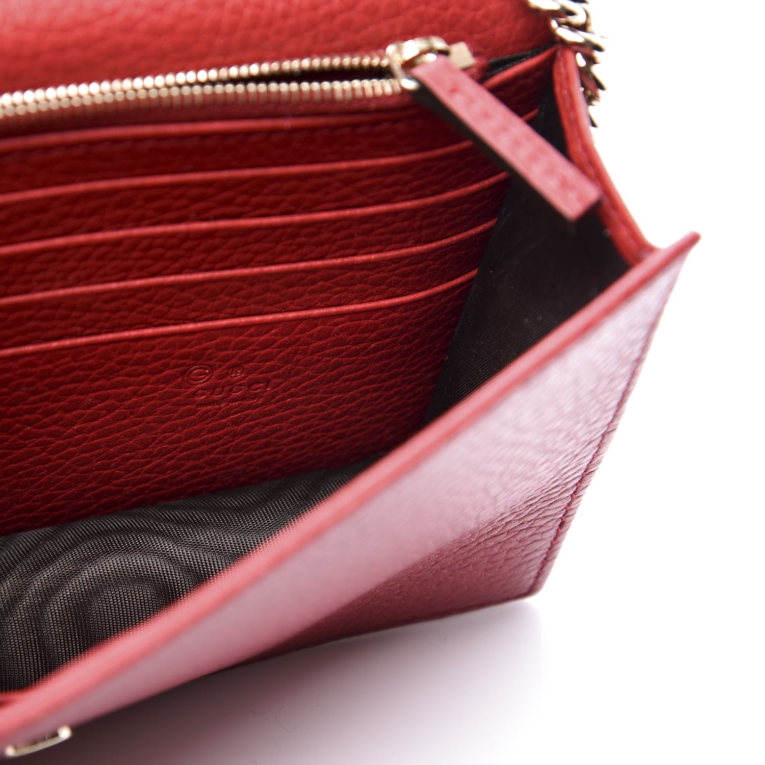 Gucci Dollar Calfskin Interlocking G Chain Wallet Red 5 of 8