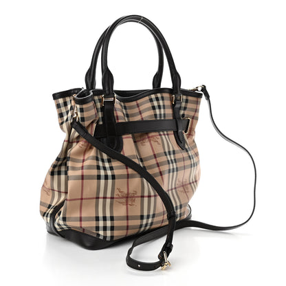 Burberry Haymarket Check Medium Golderton Tote Chocolate 3 of 9
