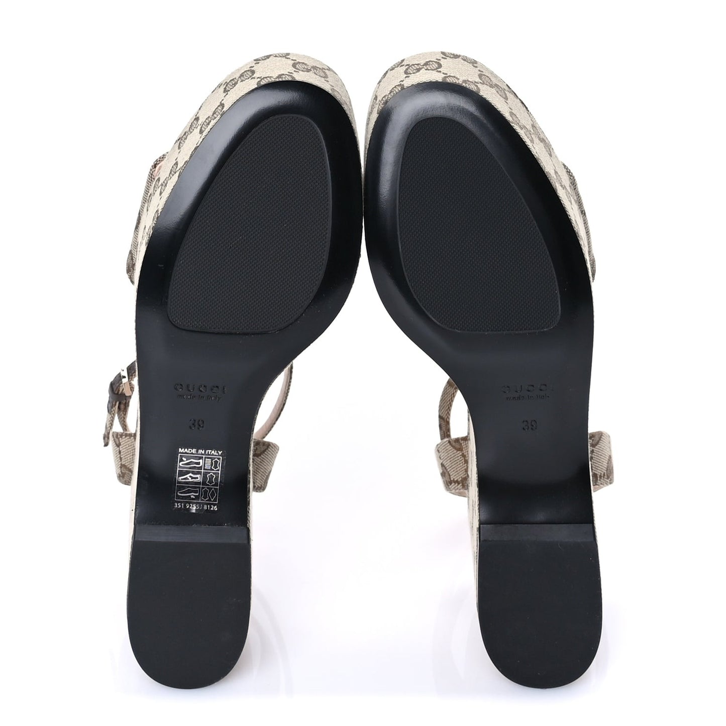 Monogram Nappa Chalotte Horsebit Ankle Strap 75mm Platform Sandals 39  Beige Ebony