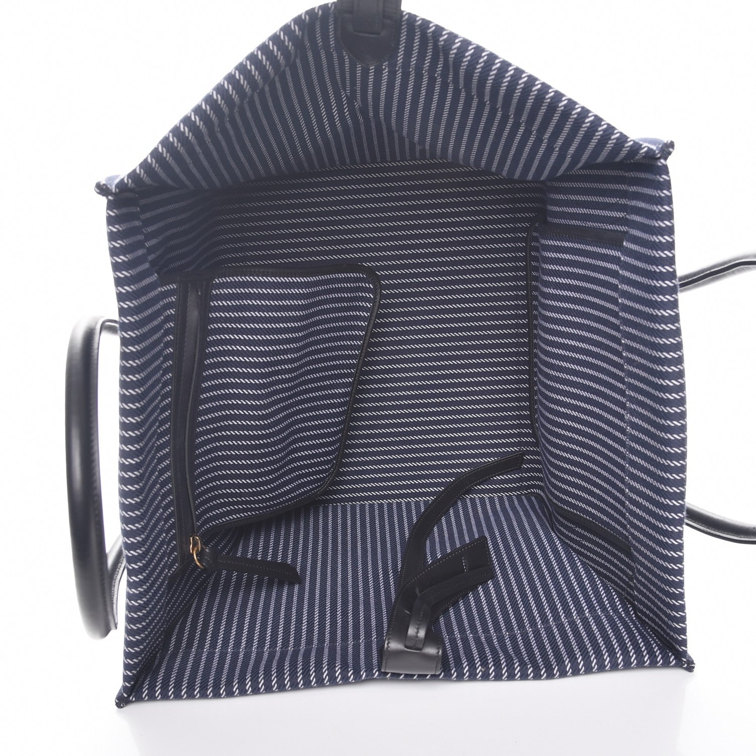 Celine Cotton Canvas Striped Medium Phantom Luggage Navy White 5 of 10