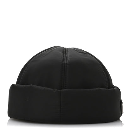 Prada Re-Nylon Padded Metal Triangle Logo Mens Beanie M Black 4 of 9