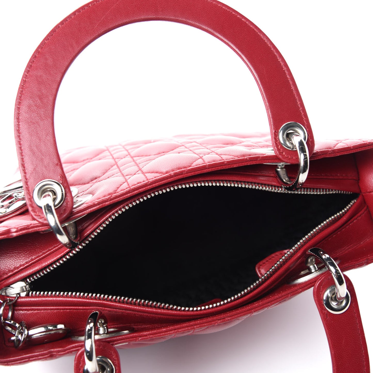 Lambskin Cannage Medium Lady Dior Red