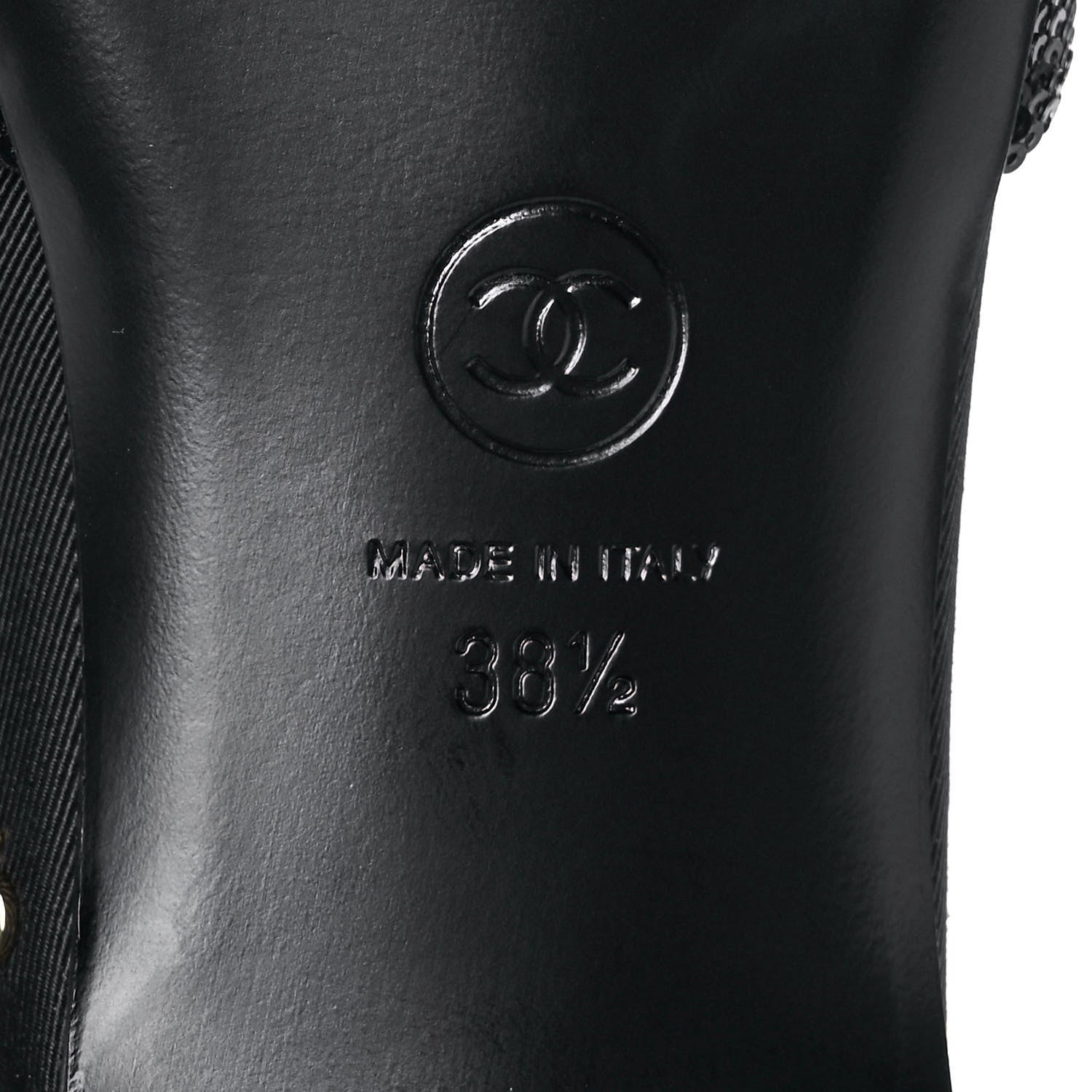 Chanel Sequin Grosgrain Cap Toe CC Ankle Strap Sandals 38.5 Black 5 of 8